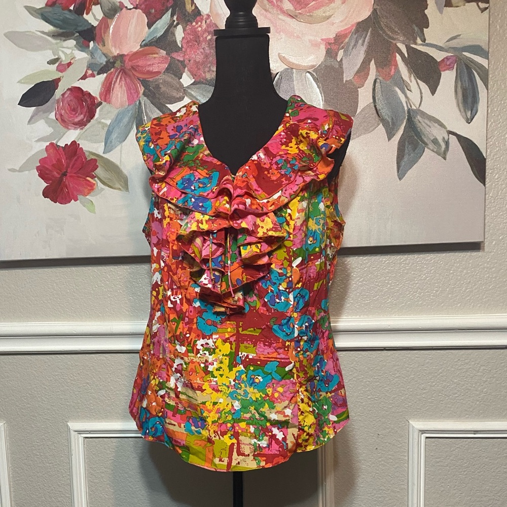 Vibrant Floral Ruffle Blouse